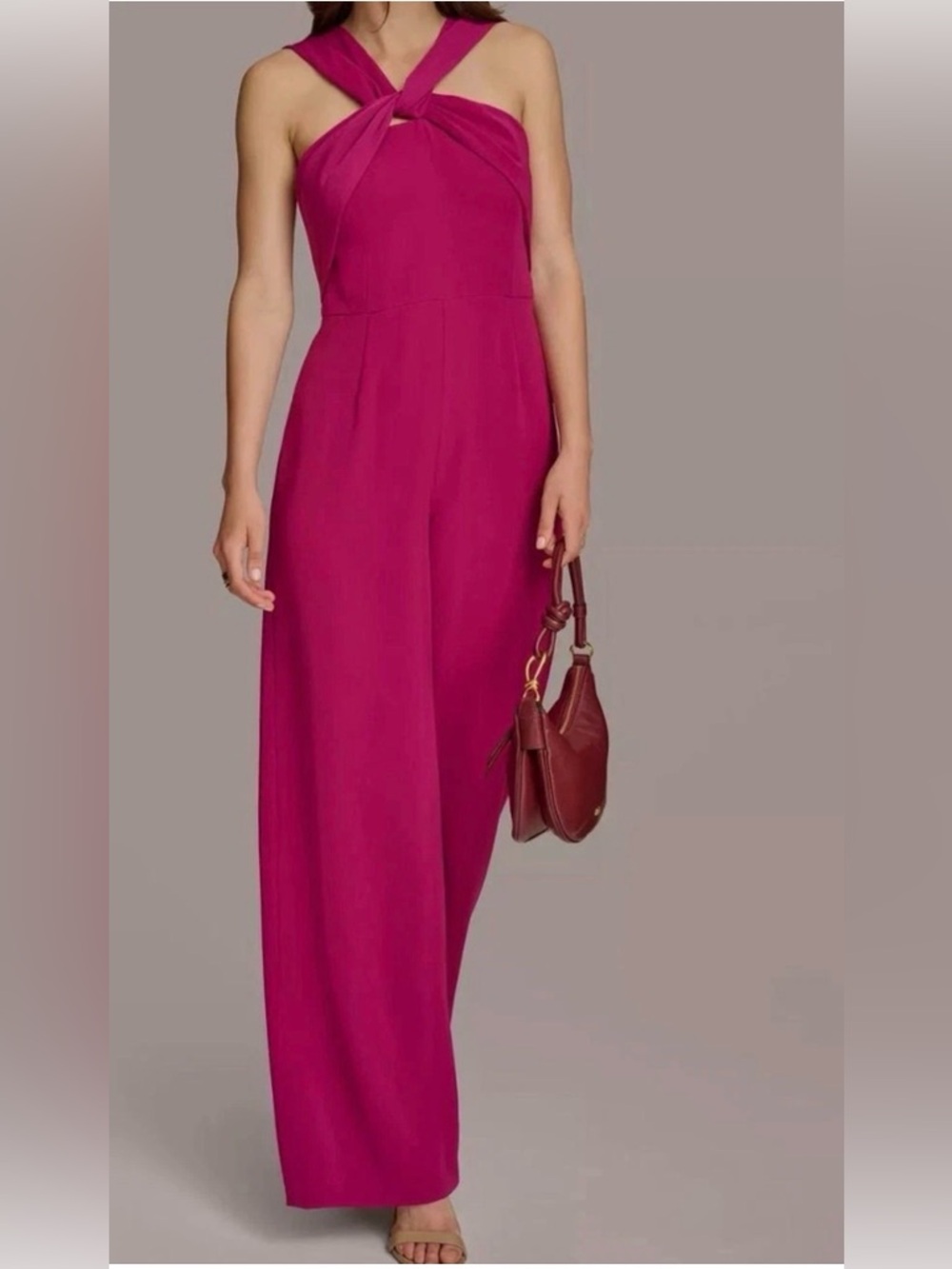 Donna Karan New York Sleeveless Wide Leg Jumpsuit